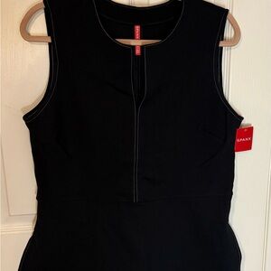 NWT Spanx Ponte Contrast Tie Top. Classic Black Tie Top. Size Large, black.